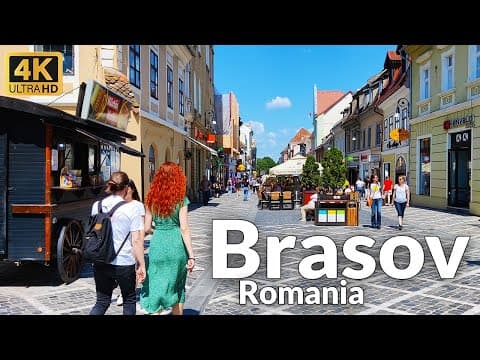 4k Walking Tour of Brasov, Romania (Ultra HD, 60fps) - Summer Walk in City Center